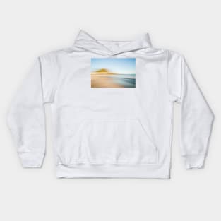 Mount Maunganui ocean beach with base of mount on left in motion blur abstract Kids Hoodie